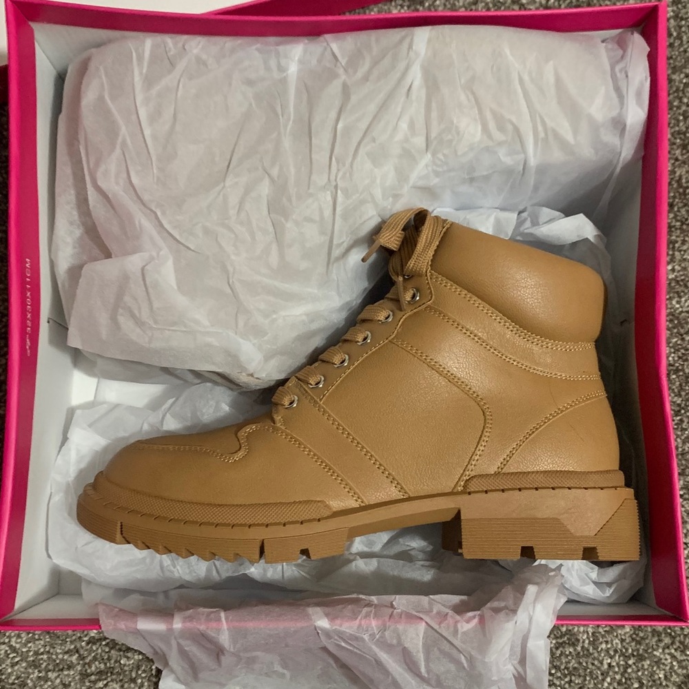 New Tan Lug Sole Ankle Boot